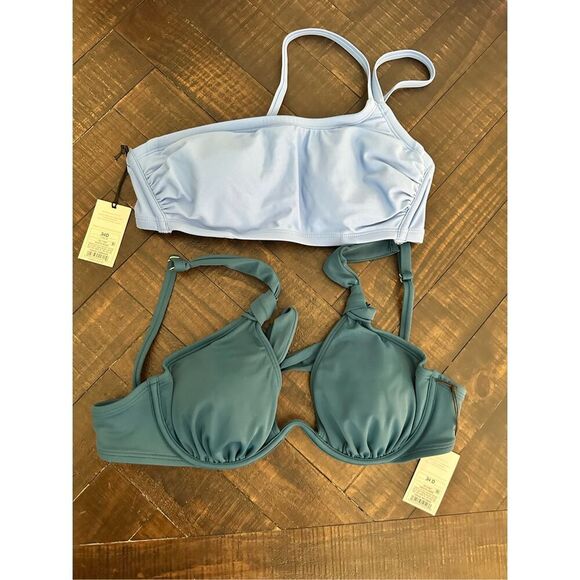 Shade & Shore Size 34D Bikini Top Bundle Teal and Blue New - Picture 1 of 10
